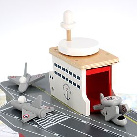Vilac Wooden Aircraft Carrier with Accessories