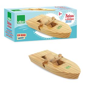 Vilac Wooden Boat with Rubber Band Propulsion, Vilac