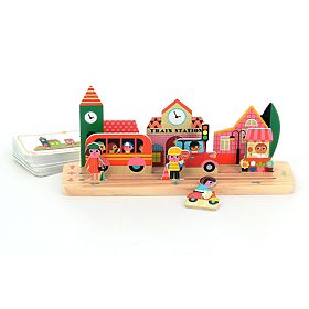 Vilac Wooden Logic Game Build It Right! City, Vilac