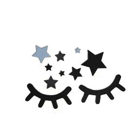Wall decoration: Sleeping eyes with stars - blue
