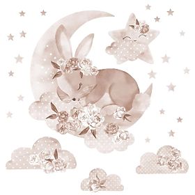Wall Stickers - Sleeping Bunny in Clouds