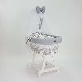 White Wicker Baby Cradle with Forest Animals Set, Ourbaby®