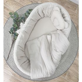 Wicker Cradle with Baby Bedding - Beige