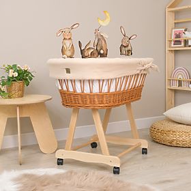 Wicker Baby Cradle with Accessories - Beige