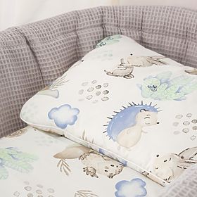 Wicker Baby Crib with Bedding Set - Hedgehog