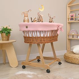 Wicker Baby Crib with Accessories - Dusty Pink, Ourbaby®