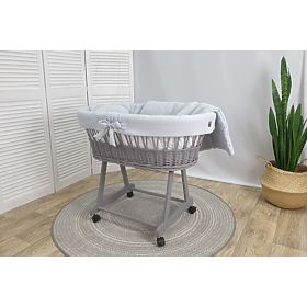 Wicker Baby Cradle with Accessories - Gray