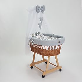 Wicker Baby Cradle with Forest Animals Set, Ourbaby®
