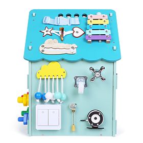 Wooden Activity Board House - Blue