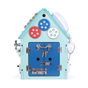 Wooden Activity Board House - Blue