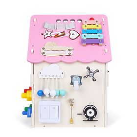 Wooden Activity Board House - Pink