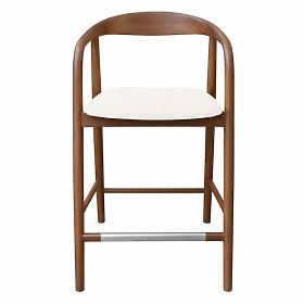 Wooden Bar Stool Ludvika 2.0, Rounded, Walnut/Cream