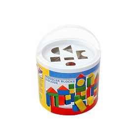 Wooden Blocks 50 pcs. Bucket with Sorter