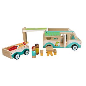 Wooden Caravan with Trailer and Accessories
