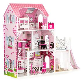 Wooden dollhouse with Victoria elevator