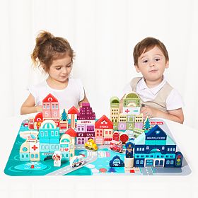 Wooden Educational Blocks City Mat 121 Pieces ECOTOYS