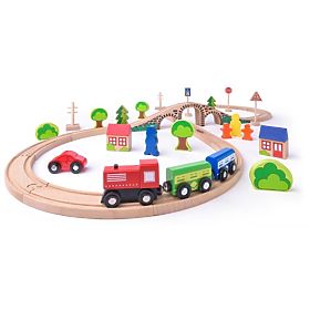 Wooden Figure Eight Train Set with Bridge