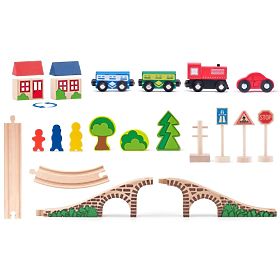 Wooden Figure Eight Train Set with Bridge