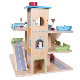 Wooden garage with elevator