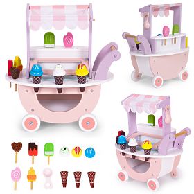 Wooden Ice Cream Cart for Kids Shop 12 Elements ECOTOYS