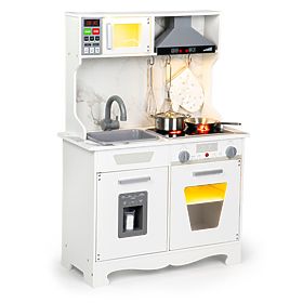 Wooden Kitchen for Kids with Sounds and LED + Accessories ECOTOYS, EcoToys