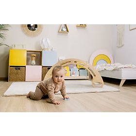 Wooden Montessori Swing - Natural with Colorful Rungs