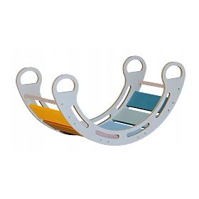 Wooden Montessori Swing - White with Colorful Rungs