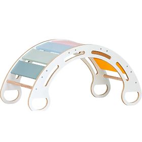 Wooden Montessori Swing - White with Colorful Rungs