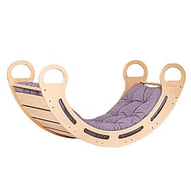Wooden Montessori Swing with Grey Cushion - 100 cm