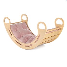 Wooden Montessori Swing with Pink Cushion - 100 cm