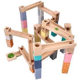 Wooden Pastel Marble Run 53 pcs