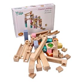 Wooden Pastel Marble Run 53 pcs