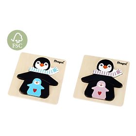 Wooden Puzzle Penguin with Children