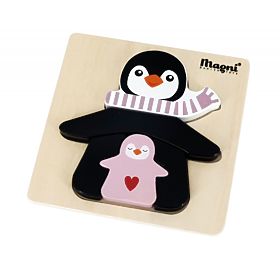 Wooden Puzzle Penguin with Children