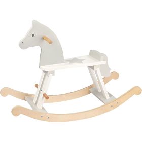 Wooden rocking horse with protective ring