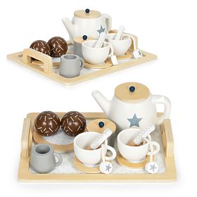 Wooden Tea Set Teapot Cups 17 Pieces ECOTOYS, EcoToys