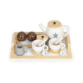 Wooden Tea Set Teapot Cups 17 Pieces ECOTOYS, EcoToys