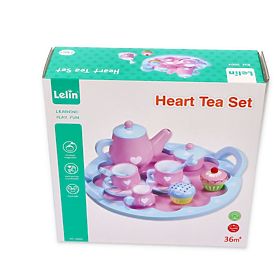 Wooden tea set with hearts