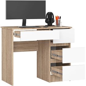 WRITING DESK A-7 CLP SONOMA / WHITE PK RIGHT-SIDED