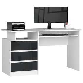 WRITING DESK CLP 135cm PK WHITE / GRAPHITE GLOSS