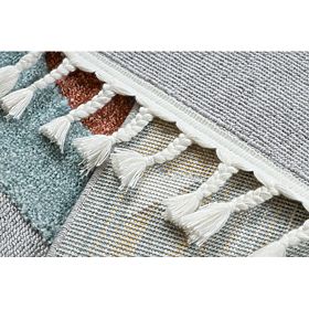 YOYO GD55 Carpet Gray/Blue - Stars, Rocket for Children, Textured, Sensory Fringes