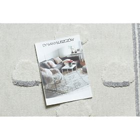 YOYO GD62 White/Grey Carpet - Clouds for Children, Textured, Sensory Fringe, F.H.Kabis