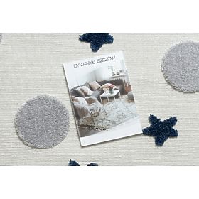 YOYO GD75 Carpet White/Grey - Stars, Circles for Children, Structural, Sensory Fringes, F.H.Kabis